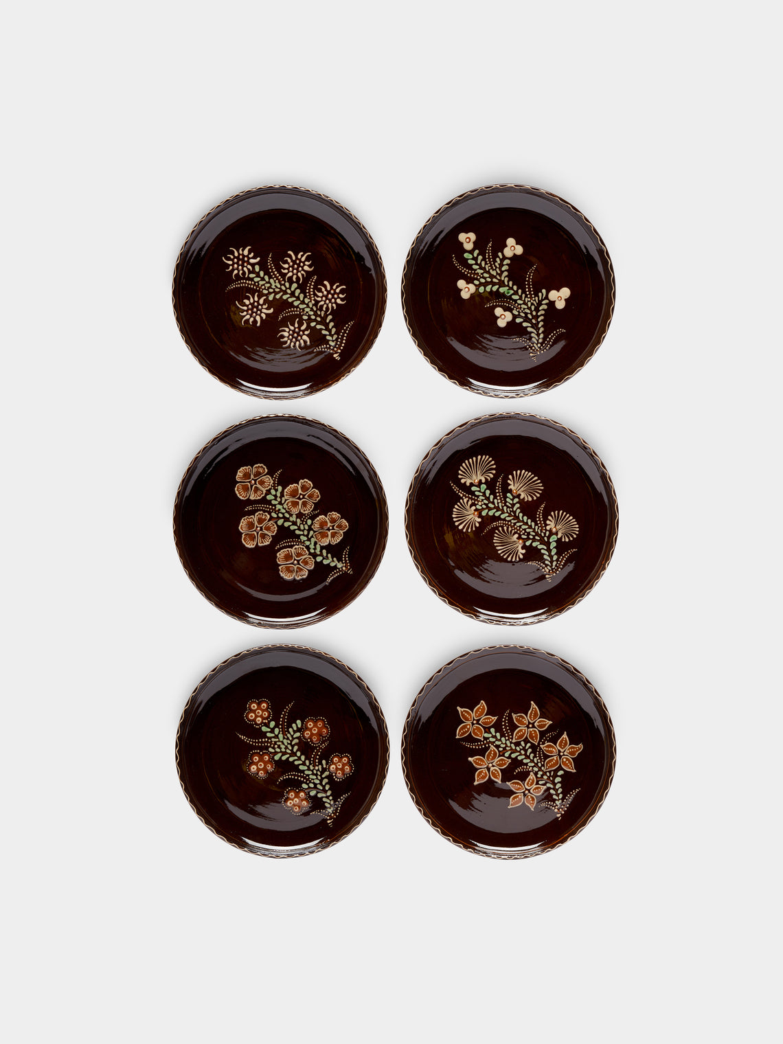 Poterie d’Évires - Flowers Hand-Painted Ceramic Small Plates (Set of 6) -  - ABASK - 