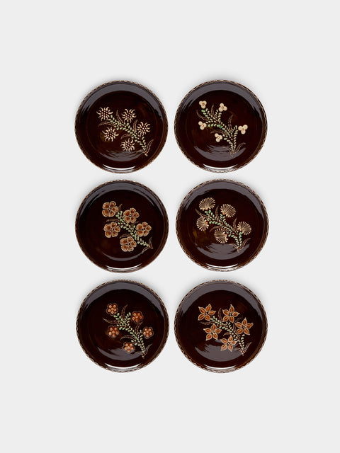 Poterie d’Évires - Flowers Hand-Painted Ceramic Small Plates (Set of 6) -  - ABASK - 