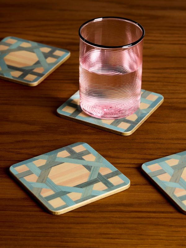 HestiaLiving - Epoch Wood Coasters (Set of 4) - Blue - ABASK