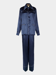 Dorso - Bandana Silk Pajama Set - Navy - ABASK - 