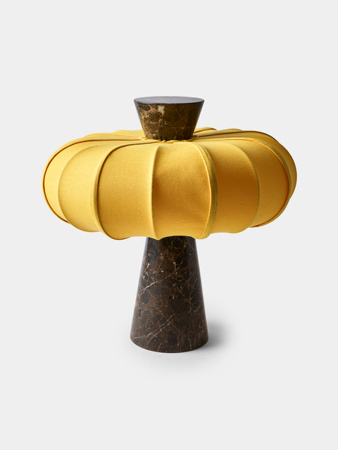 Zavadski - Andorra Art Deco Stone and Fabric Table Lamp - Brown - ABASK - 
