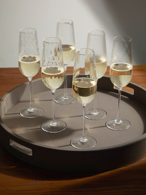 NasonMoretti - Tolomeo Hand-Blown Murano Glass Champagne Flutes (Set of 6) - Clear - ABASK