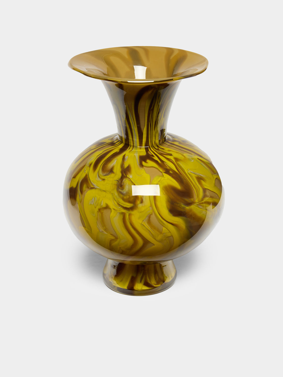 Martyn Thompson Studio - Penny Swirl Hand-Blown Glass Vase (15in/38cm) - Yellow - ABASK - 