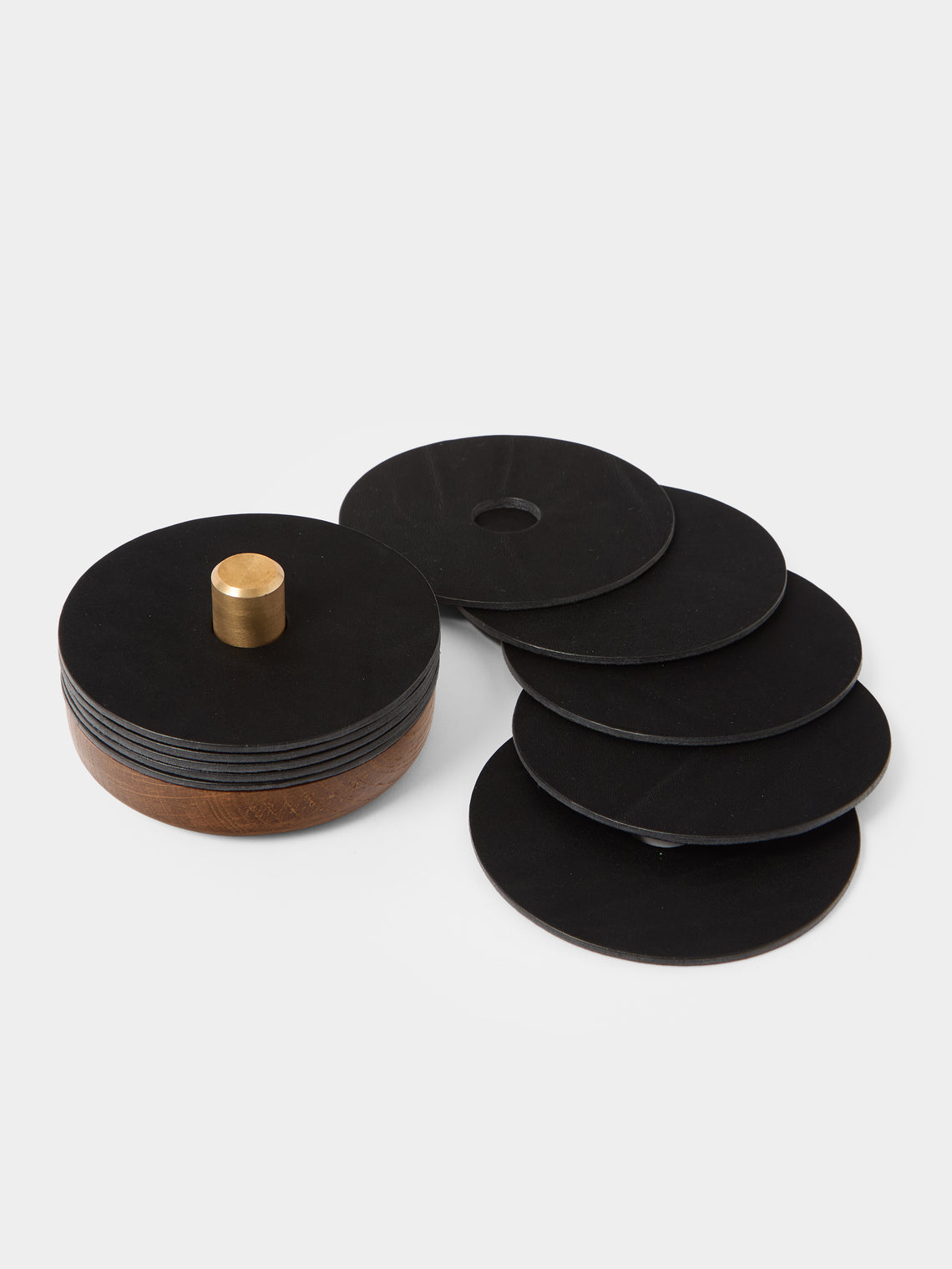 Otzi Studio - | Set of 10 | Gasket Leather Coasters - Black - ABASK