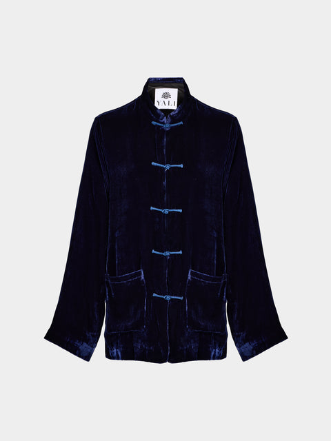 Yali Milano - Velvet Blazer | Size: S - Navy - ABASK - 