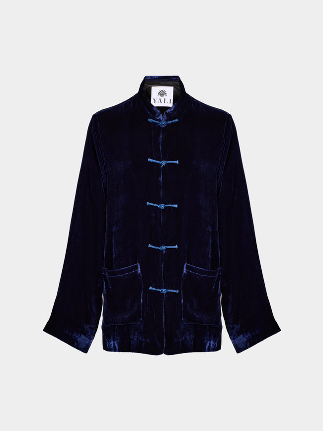 Yali Milano - Velvet Blazer | Size: S - Navy - ABASK - 