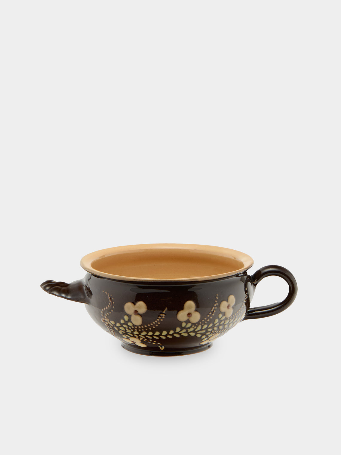 Poterie d’Évires - Flowers Hand-Painted Ceramic Soup Bowls (Set of 4) - Dark brown - ABASK