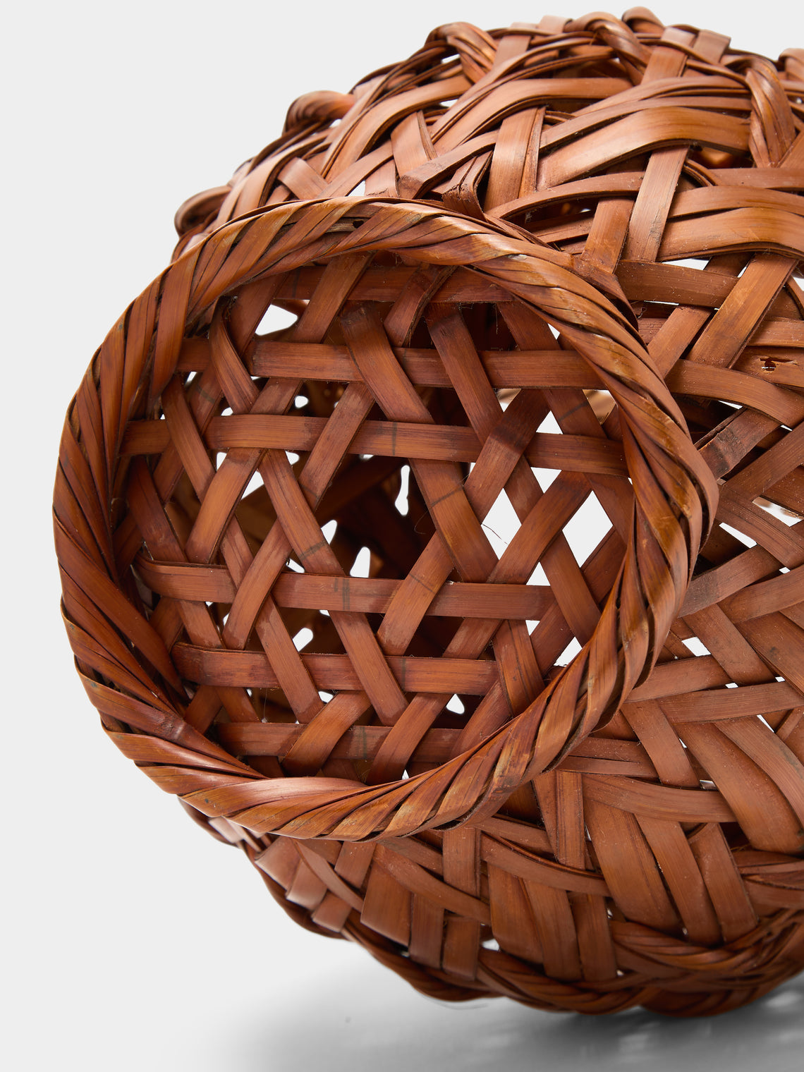 Antique and Vintage - Mid-Century Japanese Bamboo Ikebana Basket - Brown - ABASK