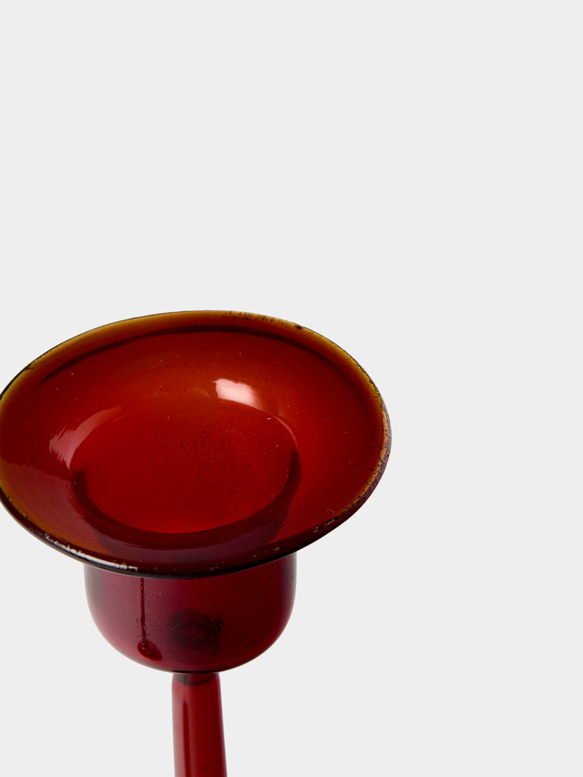 Antique and Vintage - Mid-Century Glass Candle Holders (Set of 2) - Red - ABASK