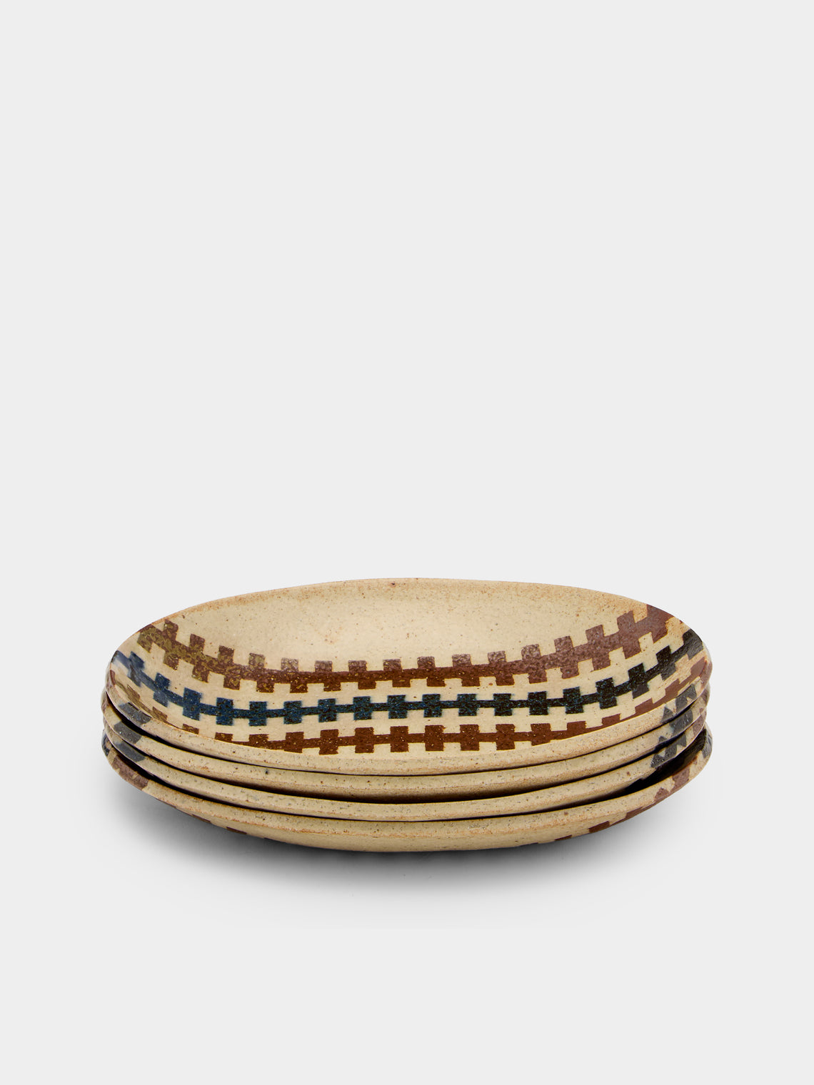 Makidani-gama - No. 1 Nerikomi Ceramic Medium Oval Bowls (Set of 4) - Multiple - ABASK