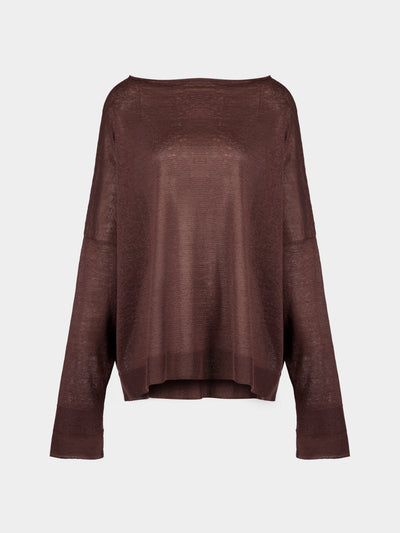 Dusan - Chunky Linen Boat-Neck Sweater | One Size - Brown - ABASK - 