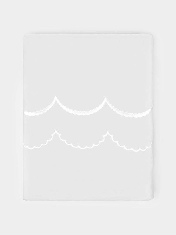 Los Encajeros - Perlas Embroidered Cotton King Duvet Cover - White - ABASK - 