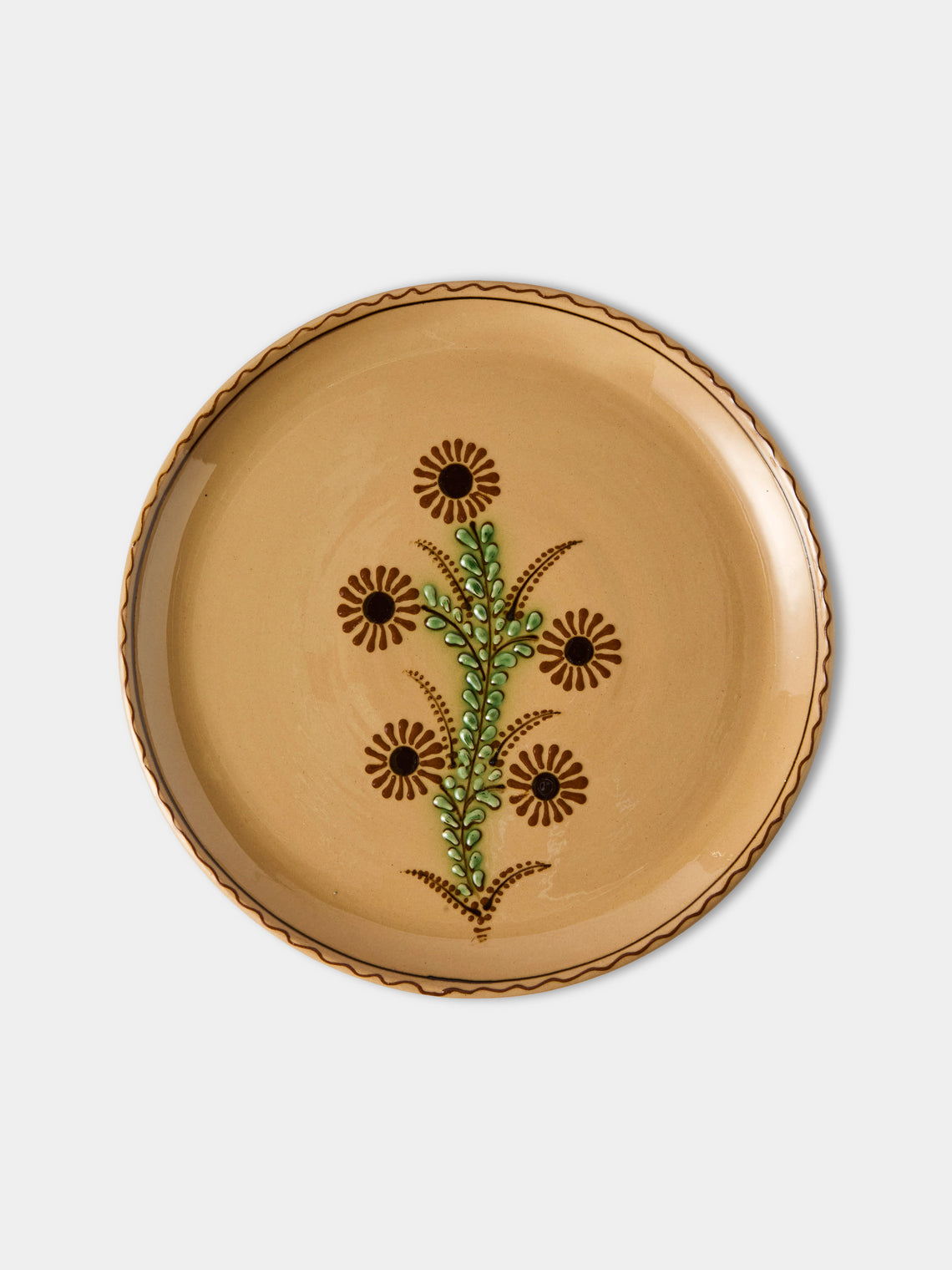 Poterie d’Évires - Flowers and Strawberries Hand-Painted Ceramic Dinner Plates – 9.5in/24cm (Set of 4) - Cream - ABASK