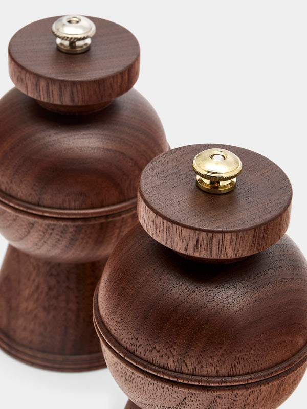 Yamani Woodworks - Hand-Turned Wood Salt and Pepper Mills (Set of 2) - Brown - ABASK