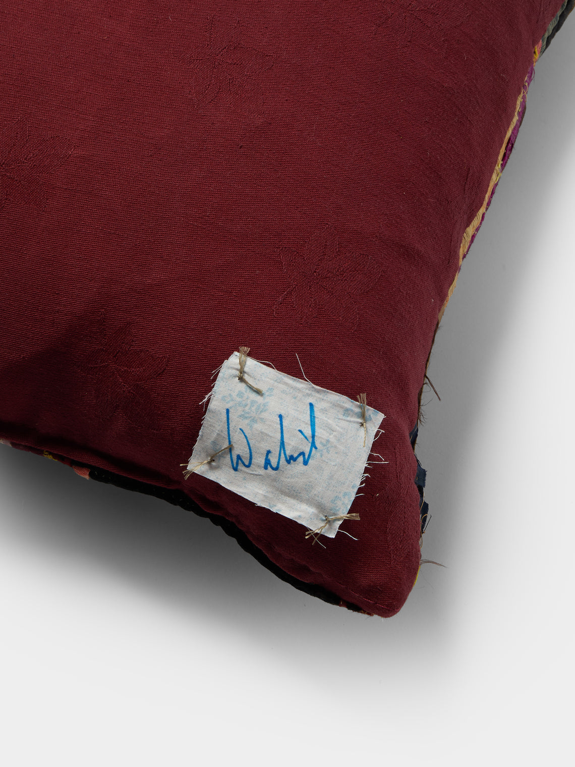 By Walid - 19th-Century Log Cabin Patchwork Damask Cushion (16.5in/42cm) - Multiple - ABASK