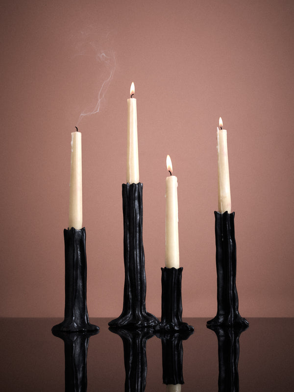 Studio Palatin - | Set of 4 | Arbor Bronze Candlesticks - Black - ABASK
