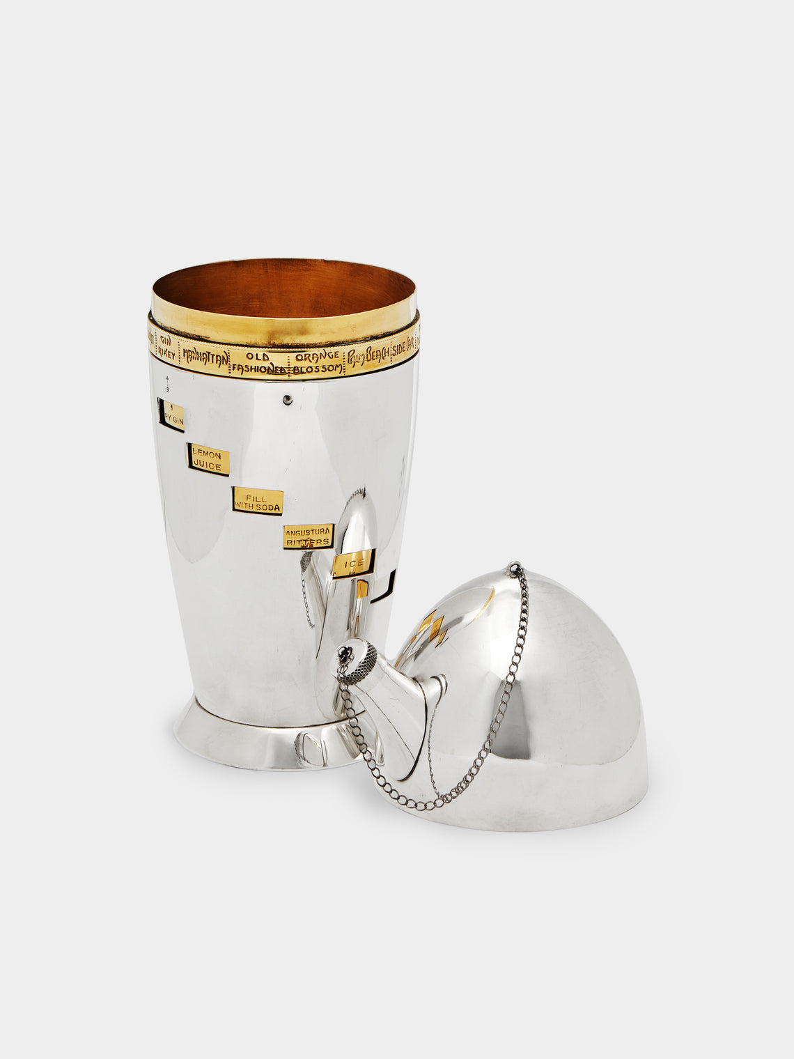 Antique and Vintage - 1930 Menu Silver-Plated Cocktail Shaker -  - ABASK
