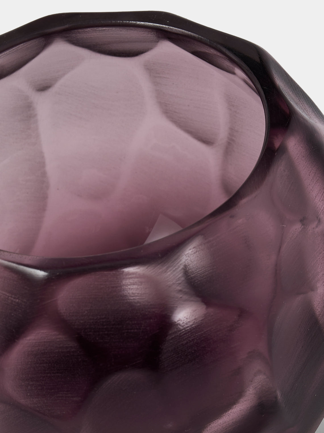 Micheluzzi Glass - Bocia Ametista Bamboo Hand-Blown Murano Glass Vase (4.5in/11.5cm) - Purple - ABASK