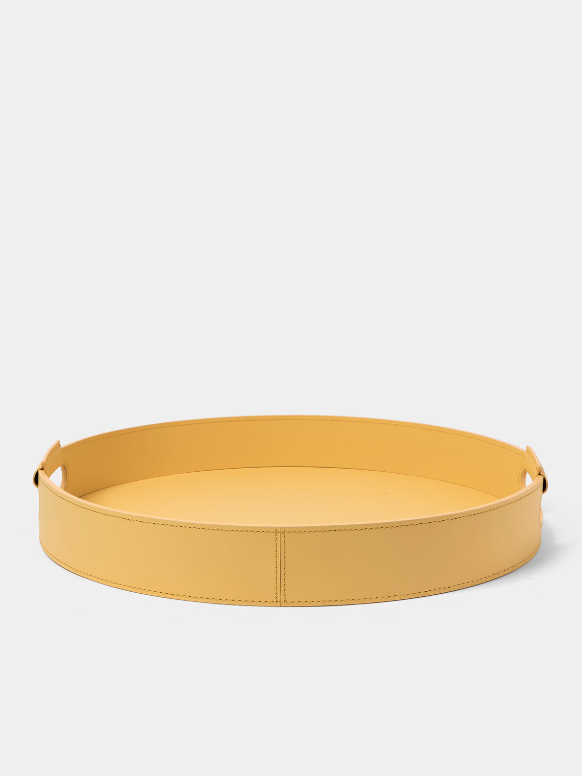 RUDI - Ginepro Leather Round Tray (16.5in/42.5cm) - Yellow - ABASK