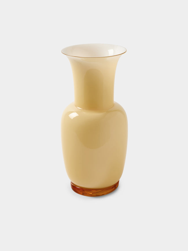 Venini - Opalino Hand-Blown Murano Glass Vase (14in/36cm) - Yellow - ABASK - 