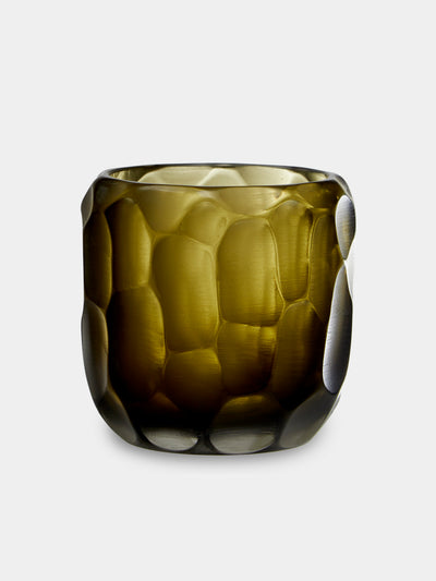 Micheluzzi Glass - Rullo Laguna Bamboo Hand-Blown Murano Glass Vase (4.5in/11cm) - Green - ABASK - 