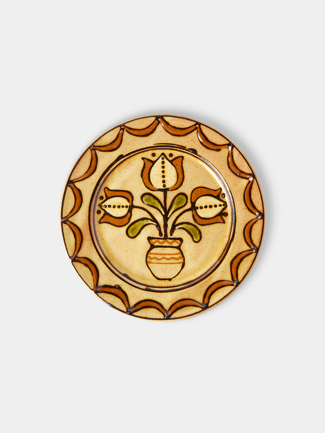 Fitch & McAndrew - Tulips Slipware Salad / Dessert Plate (7.5in/19cm) - Yellow - ABASK - 