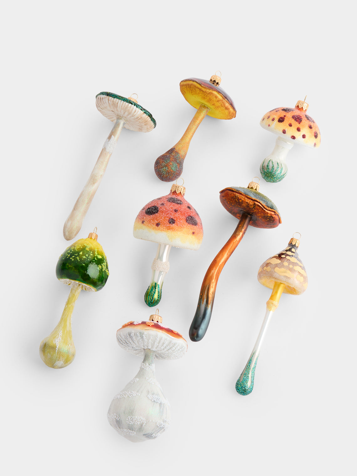ABASK Decorations - Psychedelic Mushrooms Hand-Blown Glass Baubles (Set of 8) - Multiple - ABASK