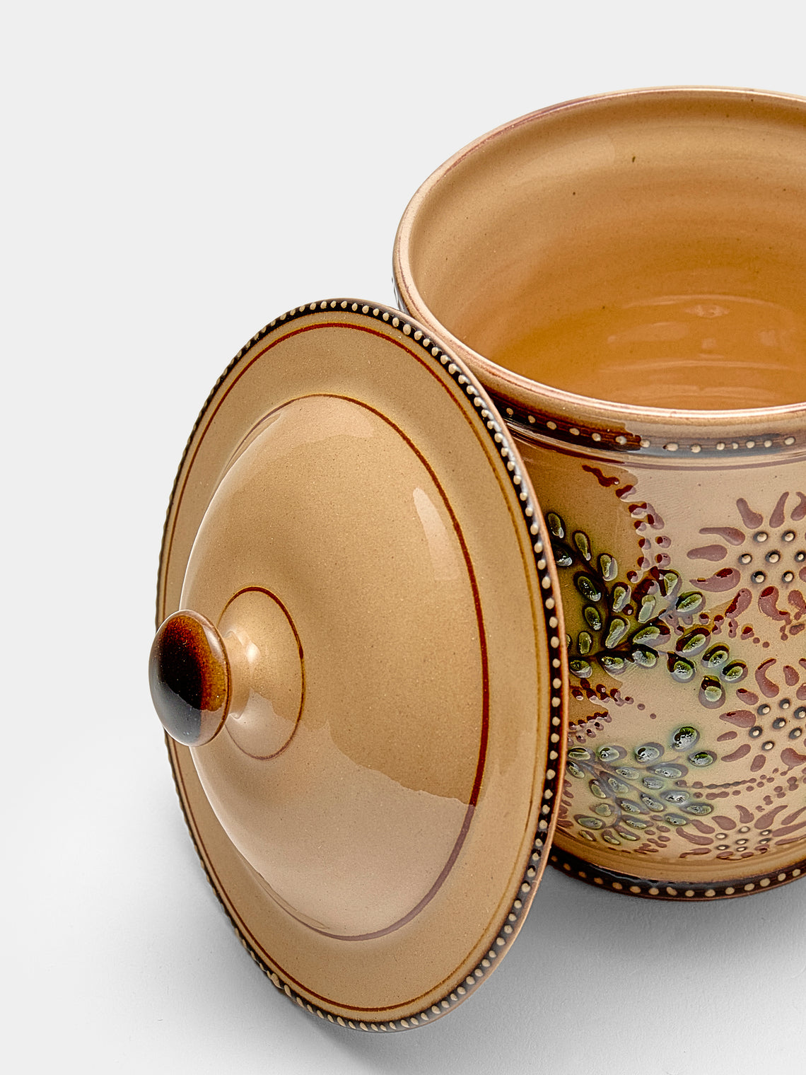 Poterie d’Évires - Flowers Hand-Painted Ceramic Mini Lidded Pot - Cream - ABASK