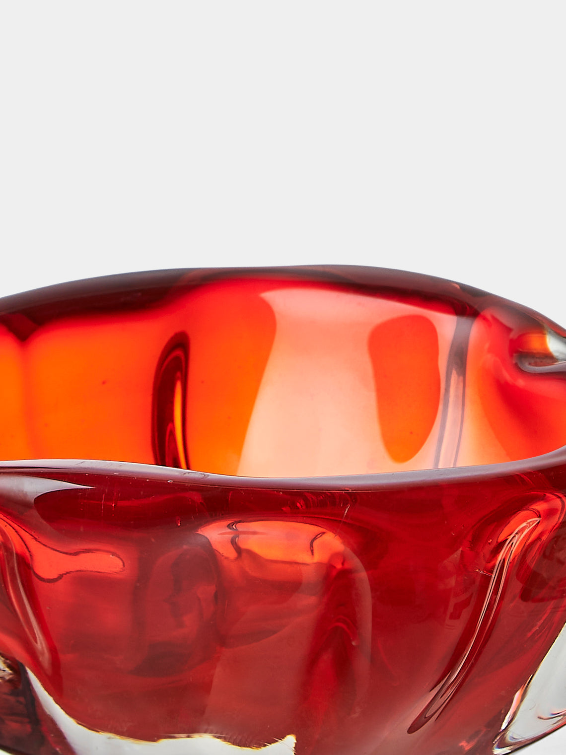 Antique and Vintage - Mid-Century Glass Ashtray - Red - ABASK