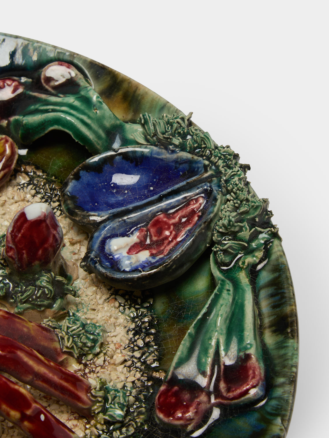Antique and Vintage - Mid-Century Lobster Majolica Ceramic Serving Plate (9in/23cm) - Multiple - ABASK