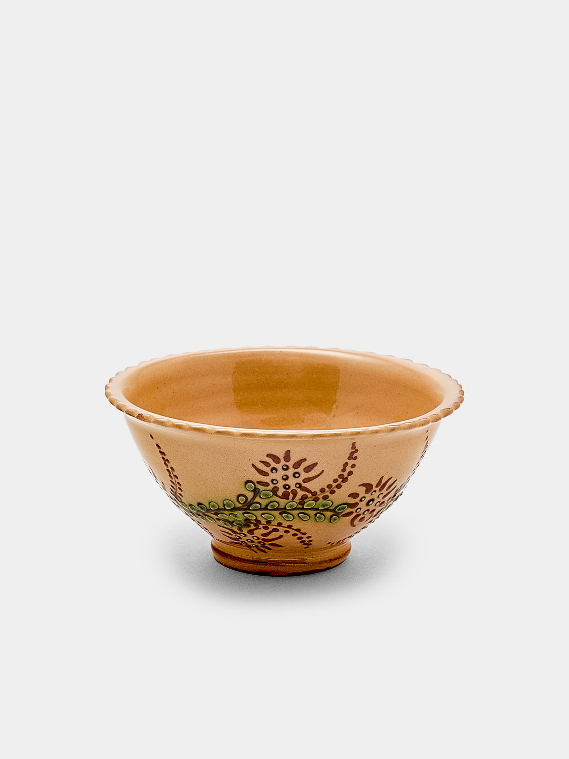 Poterie d’Évires - Flowers Hand-Painted Ceramic Small Fluted Bowls (Set of 8) - Cream - ABASK