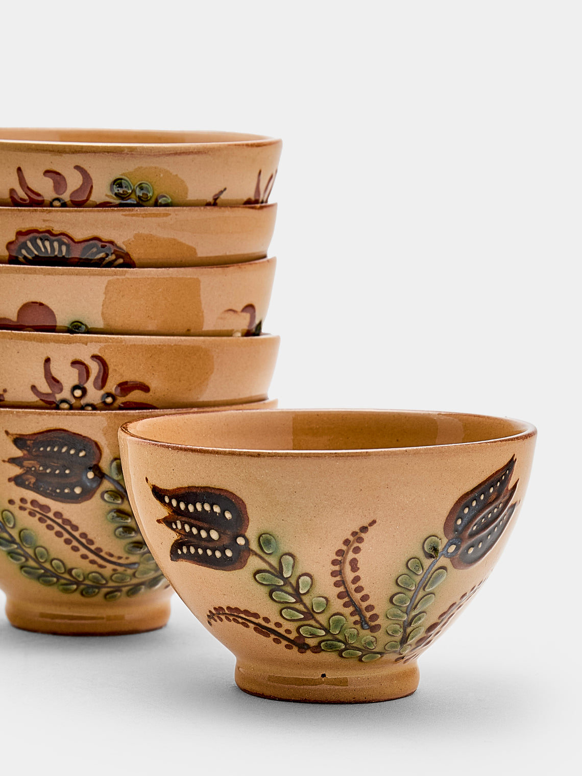 Poterie d’Évires - Flowers Hand-Painted Ceramic Petit Bowls (Set of 6) - Cream - ABASK