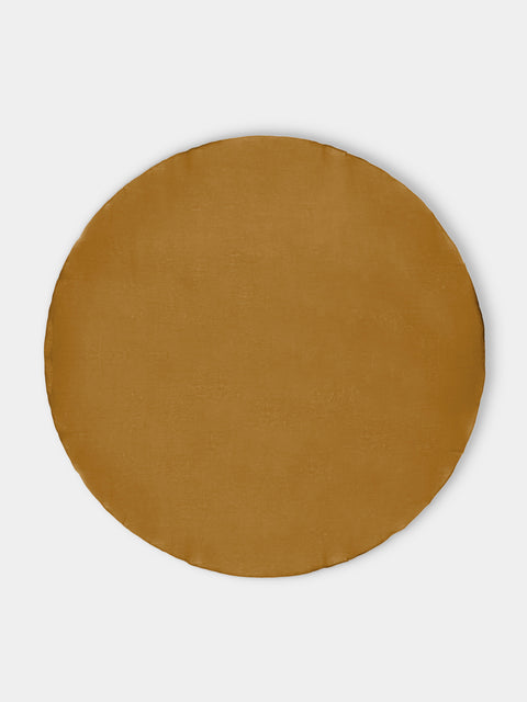 Volga Linen - Linen Round Tablecloth (110in/2.8m) - Yellow - ABASK - 