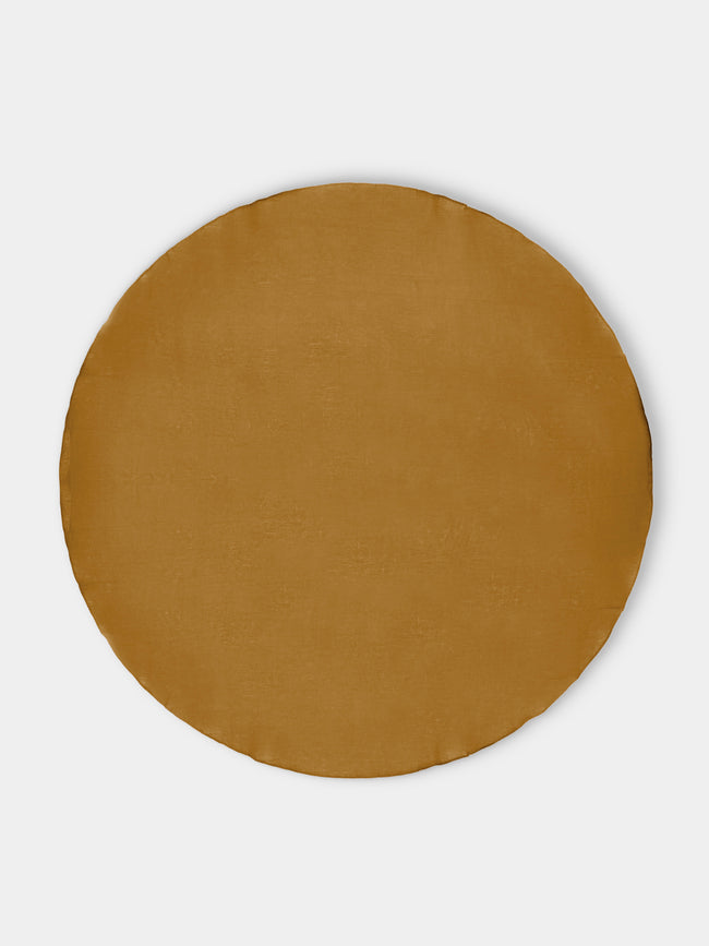 Volga Linen - Linen Round Tablecloth (110in/2.8m) - Yellow - ABASK - 