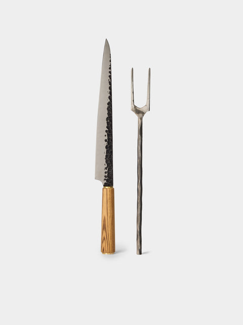 Katto - Sheffield Zebra Wood Steel Carving Set - Brown - ABASK - 