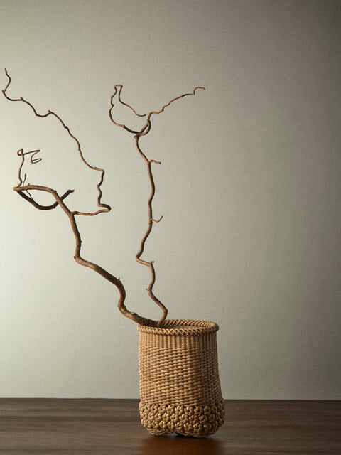 Junpei Kawaguchi - Hand-Braided Rattan Flower Basket - Brown - ABASK