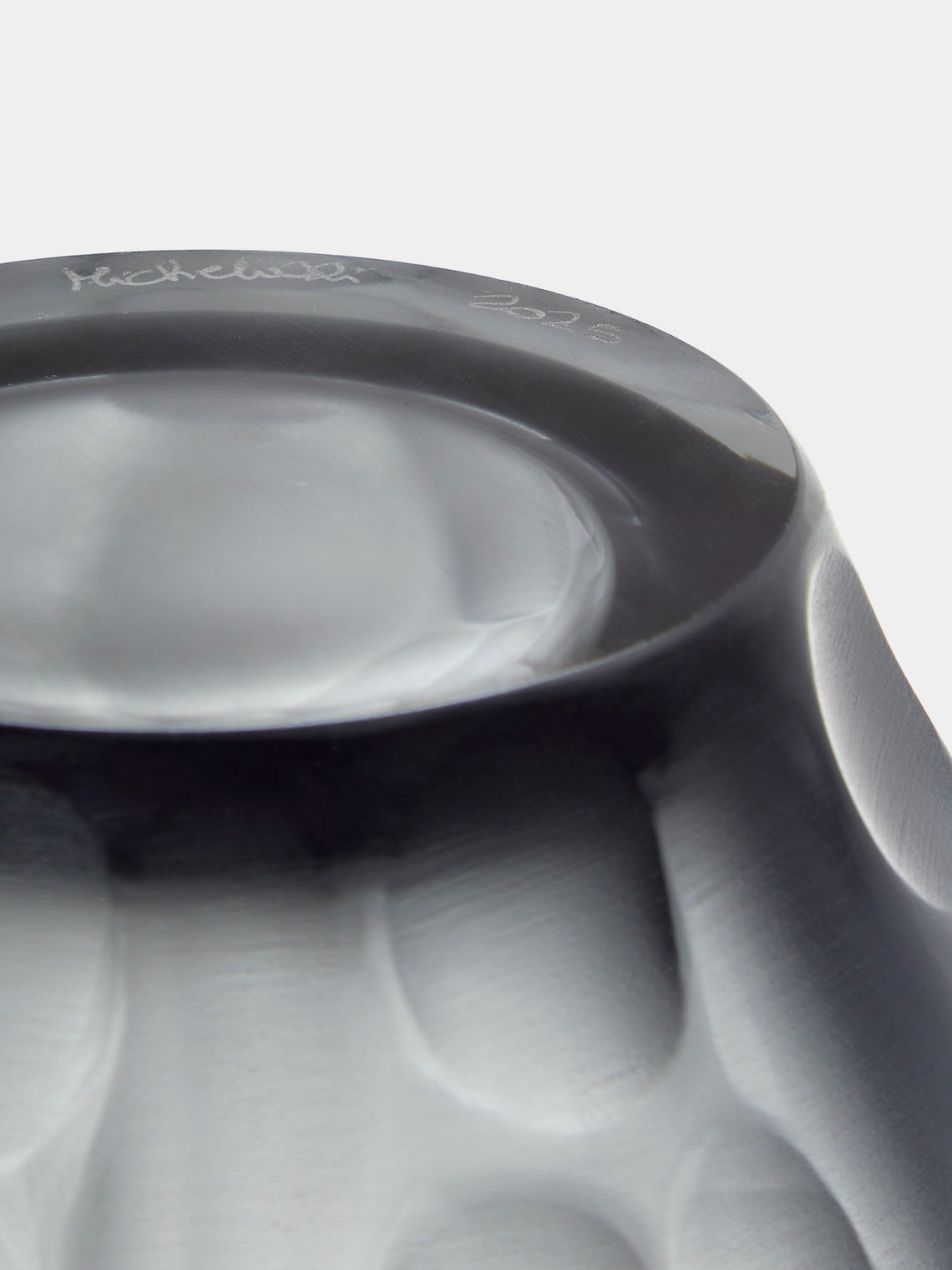 Micheluzzi Glass - Goccia Acciaio Bamboo Hand-Blown Murano Glass Vase (9in/23cm) - Gray - ABASK