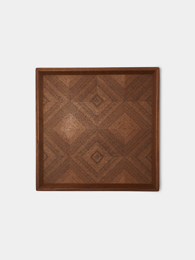 Mori Kougei - Poke Teak Square Tray (10.5in/26.5cm) - Brown - ABASK - 