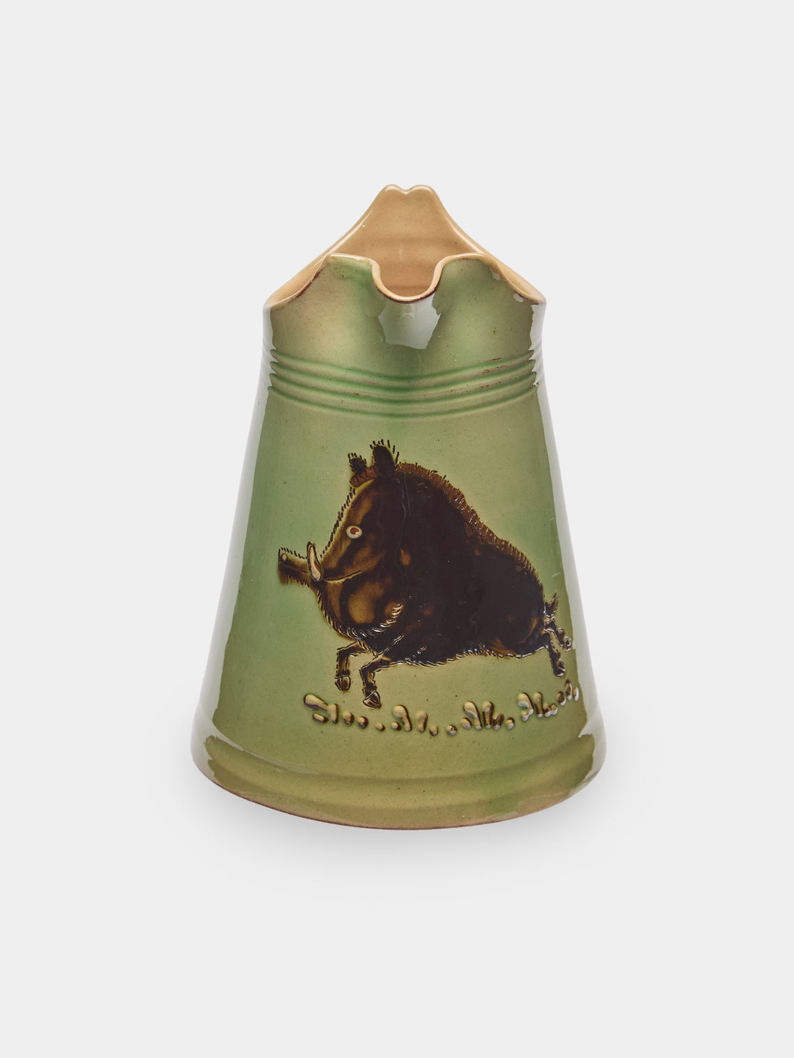 Poterie d’Évires - Boars Hand-Painted Ceramic Petite Milk Jug - Green - ABASK