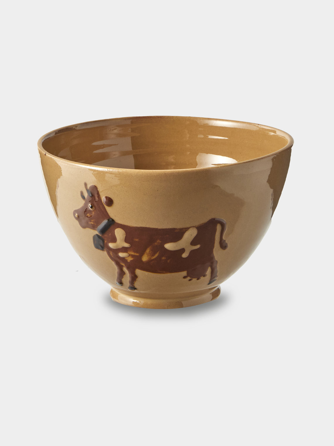Poterie d’Évires - Cows Hand-Painted Ceramic Grand Bowls (Set of 4) - Cream - ABASK