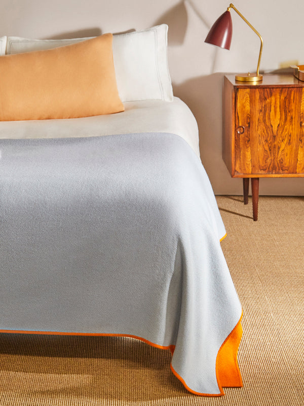 Studio Shamshiri x ABASK - Handwoven Cashmere Double-Faced Extra Large Blanket (118in/3m x 98.5in/2.5m) - Orange - ABASK