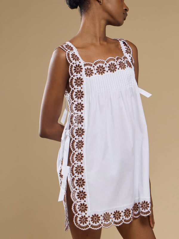 Loretta Caponi - Fiocchini Cotton Short Dress | Size: S - White - ABASK