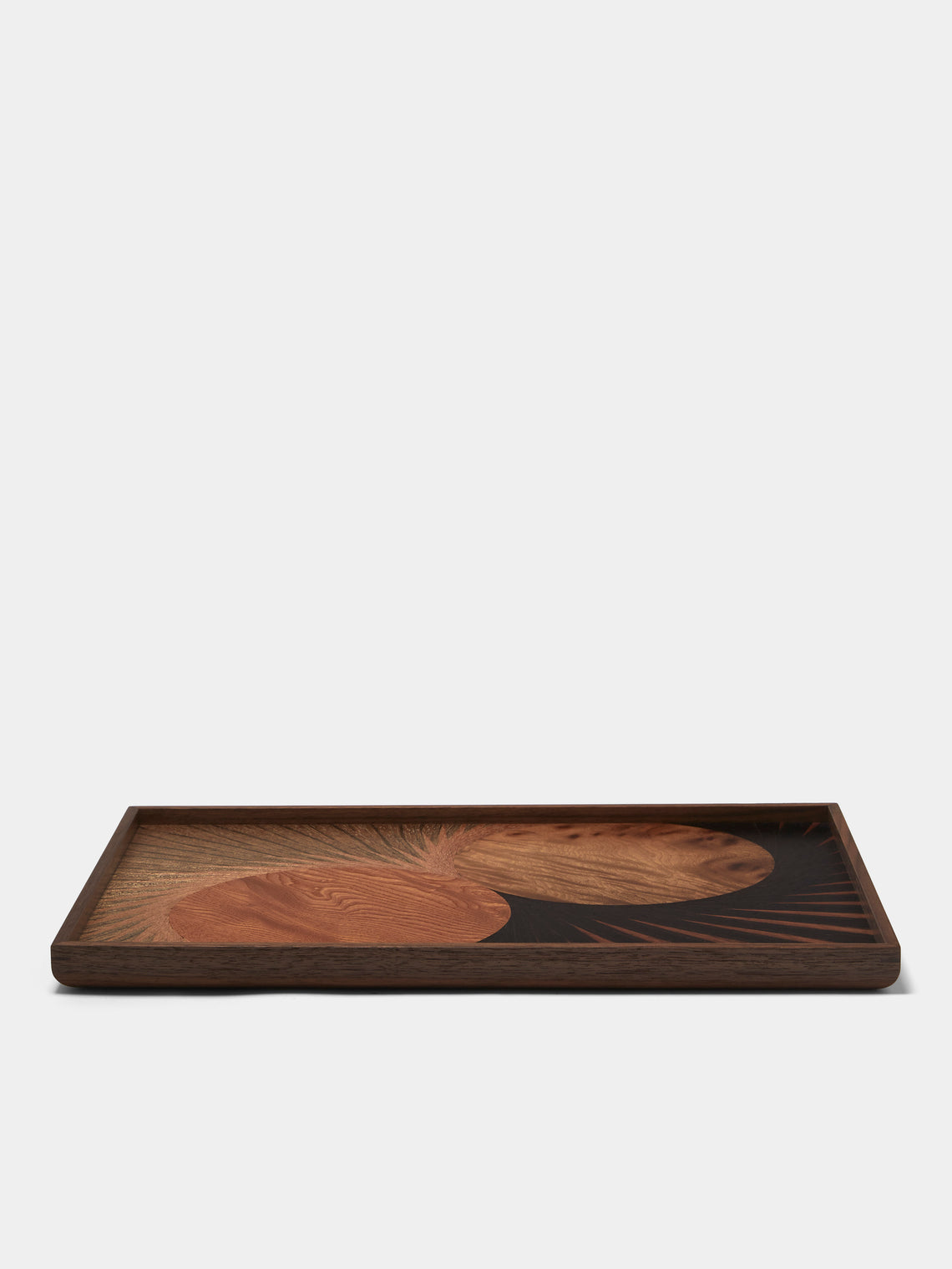 Mori Kougei - Flying Bird Poke Marquetry Wood Tray (14.5in/36.5cm) - Multiple - ABASK