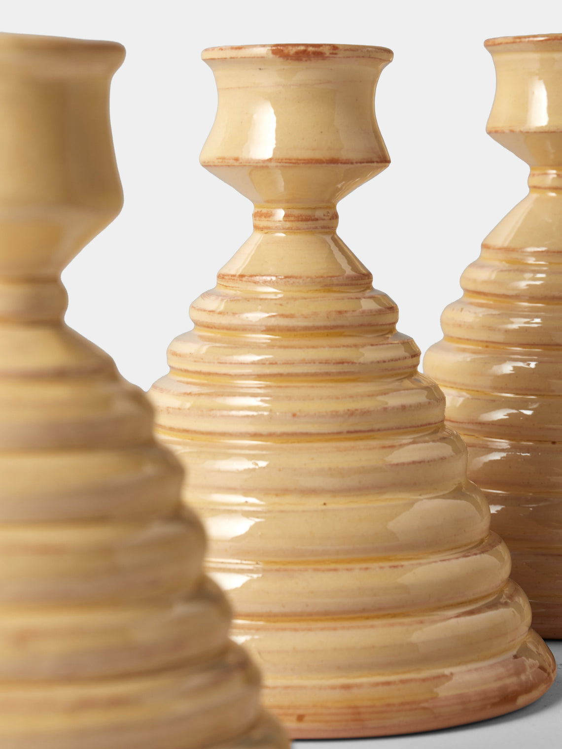 Poterie de Cliousclat - Slipware Candle Holders (Set of 3) - Cream - ABASK