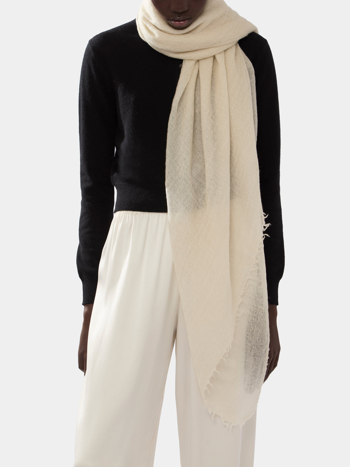 Frenckenberger - Cashmere Scarf | One Size - Cream - ABASK