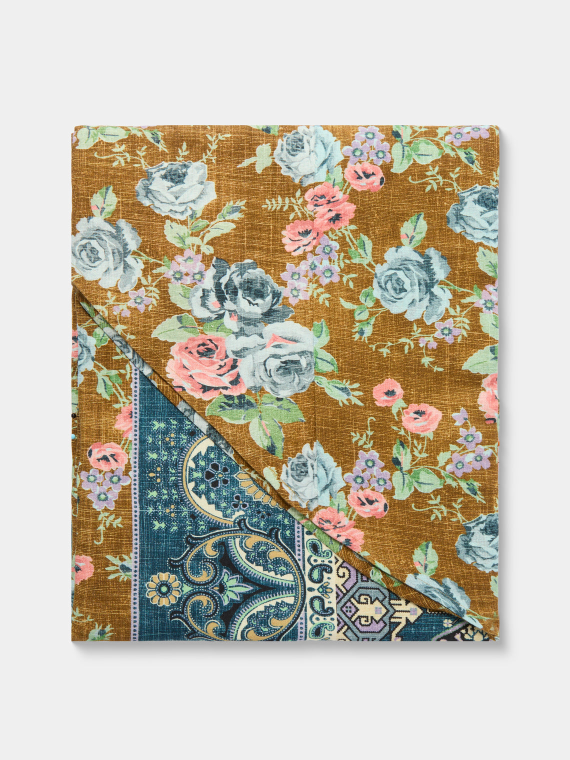 D'Ascoli - Marley Printed Linen Round Tablecloth (90.5in/2.3m) - Multiple - ABASK