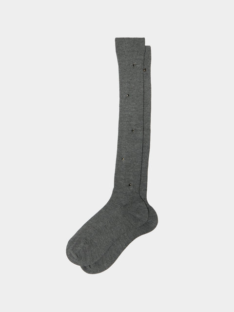 Maria La Rosa - Women's Rhinestone-Embellished Cashmere Knee-High Socks | One Size - Dark Gray - ABASK - 