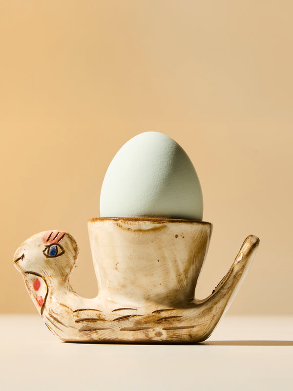 Anut Cairo - Chicken Hand-Painted Ceramic Egg Cups (Set of 4) - Beige - ABASK