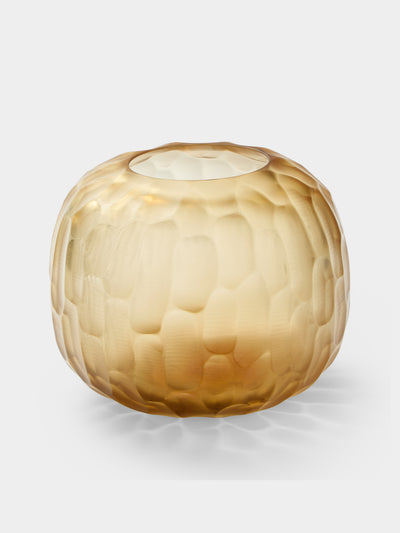 Micheluzzi Glass - Riccio Miele Bamboo Hand-Blown Murano Glass Vase (8.5in/22cm) - Yellow - ABASK - 