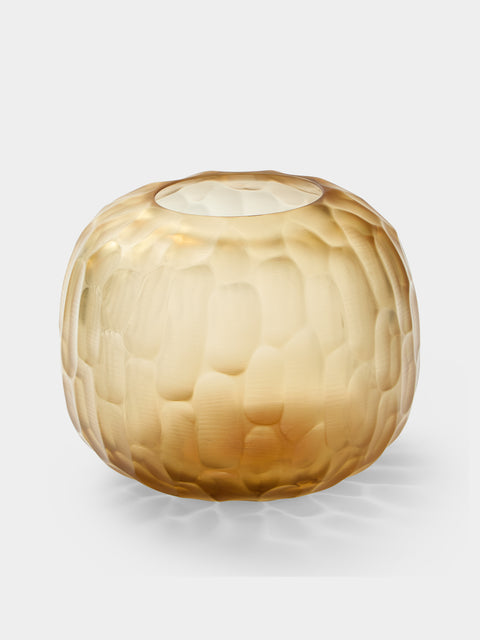 Micheluzzi Glass - Riccio Miele Bamboo Hand-Blown Murano Glass Vase (8.5in/22cm) - Yellow - ABASK - 